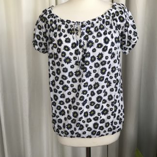 Gypsy top daisy print white/navy