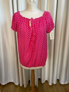 Gypsy top dots cerise/white