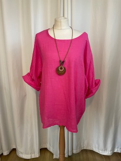 Cotton plain top cerise