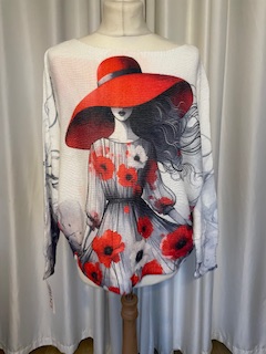 Lady Red hat poppy jumper