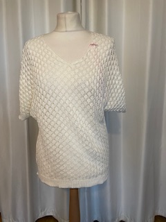 Fine knit short sleeve cream