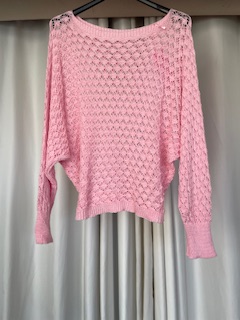 Fine knit jumper long sleeve pink