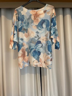 Flower fine knit jumper turquoise