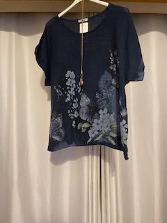 Butterfly cotton top navy