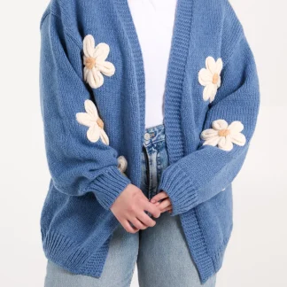 Embroidered cardigan daisy’s blue M/L